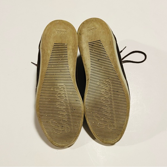 Gucci Men’s Classic Brown Suede Brogue Trainer High Top Sneakers Size 7.5G - Picture 6 of 8